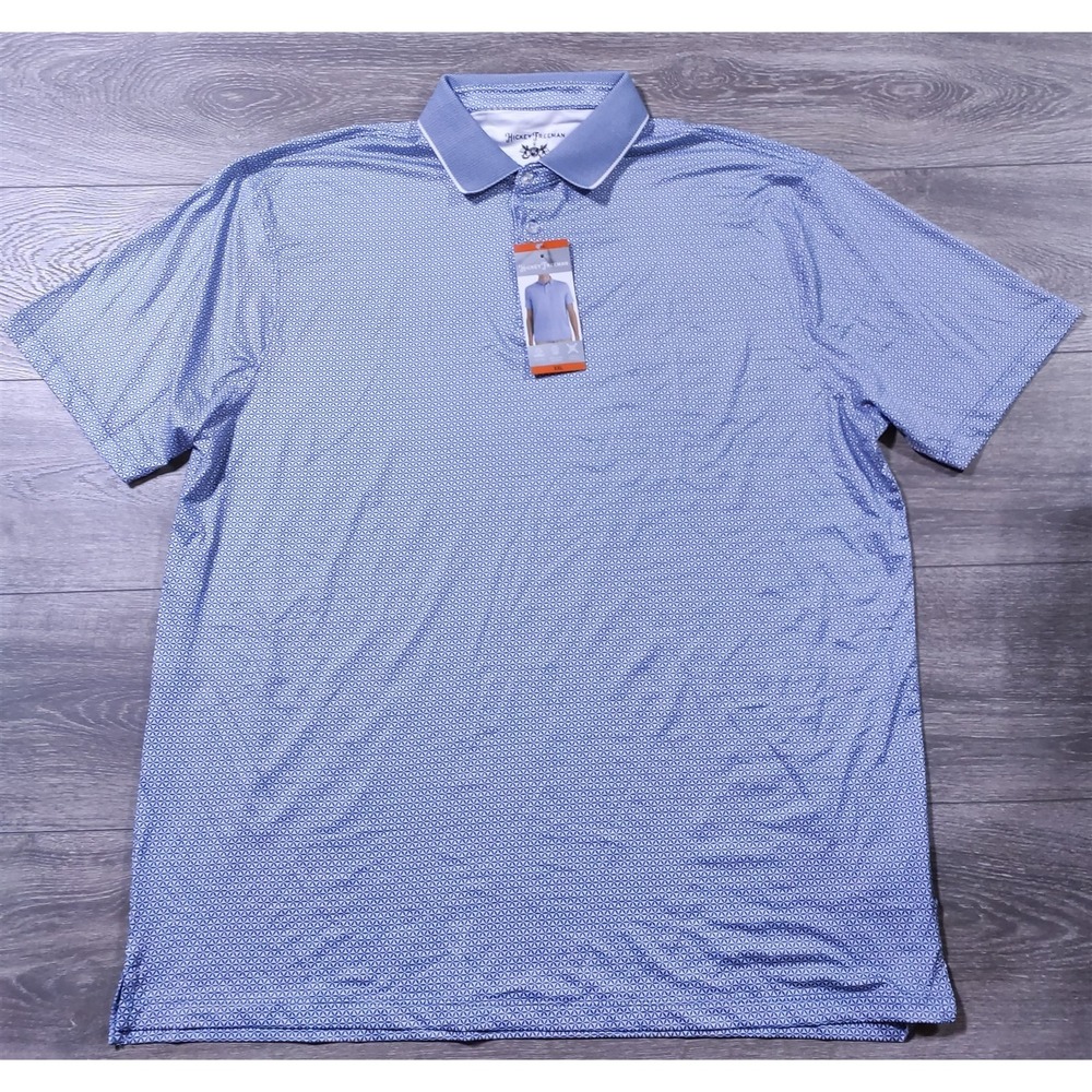 Hickey Freeman Shirt Adult 2XL Blue Pattern Golf Polo Performance Mens